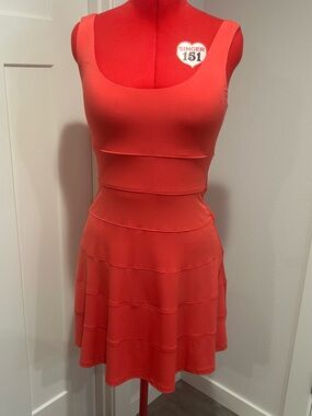 connected apparel Coral Scoop-Tier Fit & Flare Mini Dress